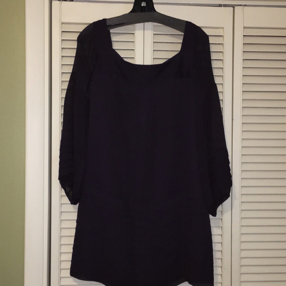 DFV navy silk shift dress